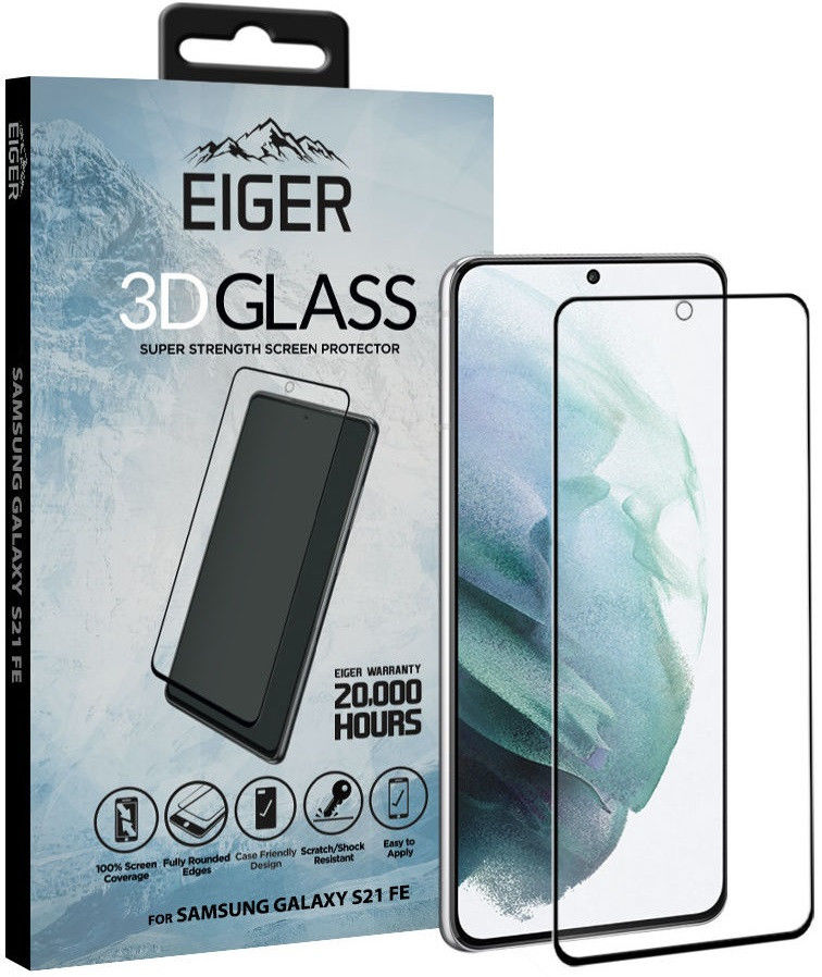 Eiger Samsung S21 FE Tempered Glass Fingerprint Friendly Gebogen afbeelding 1