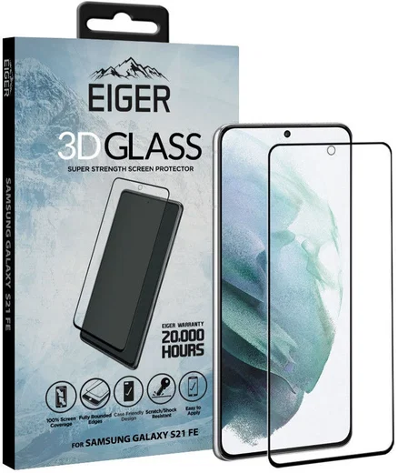 Eiger Samsung S21 FE Tempered Glass Fingerprint Friendly Gebogen afbeelding 1