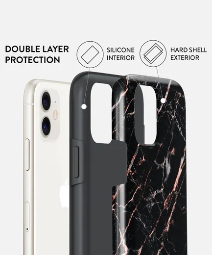 Burga Tough Case Apple iPhone 11 Hoesje Rose Gold Marble Print afbeelding 3