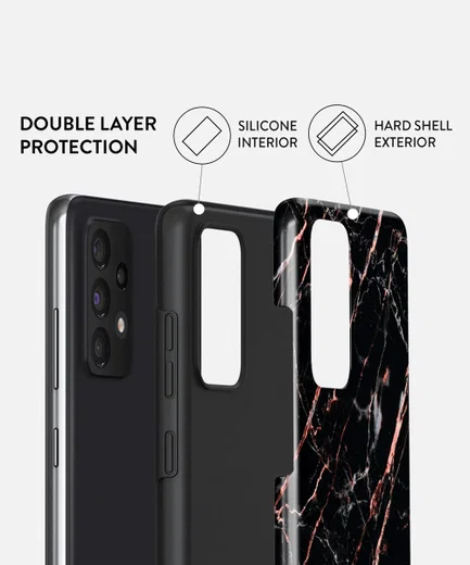 Burga Tough Case Samsung Galaxy A52 / A52S Hoesje Rose Gold Marble afbeelding 3