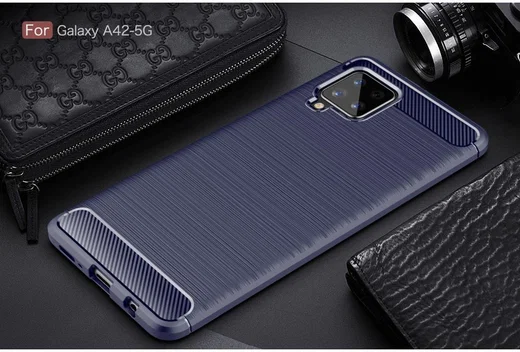 Samsung Galaxy A42 Hoesje Geborsteld TPU Flexibele Back Cover Blauw afbeelding 4