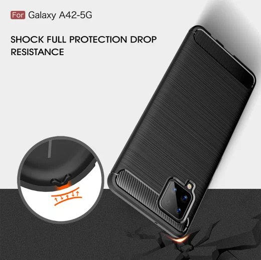 Samsung Galaxy A42 Hoesje Geborsteld TPU Flexibele Back Cover Blauw afbeelding 5
