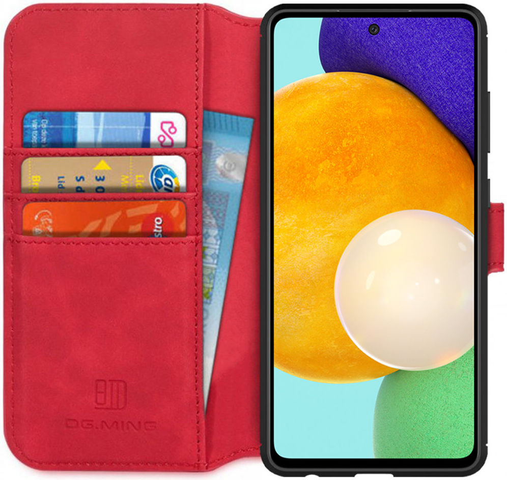 DG Ming Samsung Galaxy A52 / A52S Hoesje Retro Wallet Book Case Rood afbeelding 1