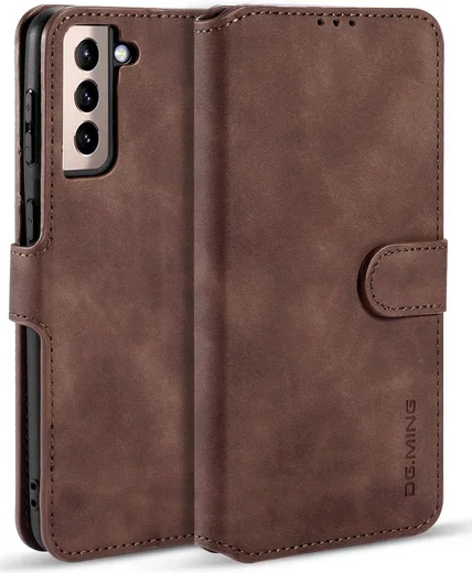 DG Ming Samsung Galaxy S21 Hoesje Retro Wallet Book Case Coffee afbeelding 7