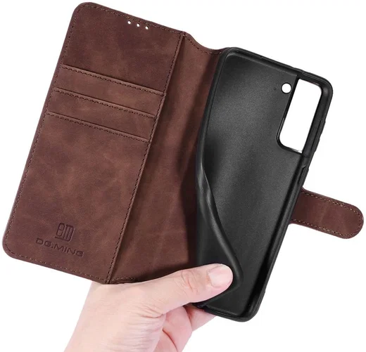 DG Ming Samsung Galaxy S21 Hoesje Retro Wallet Book Case Coffee afbeelding 4