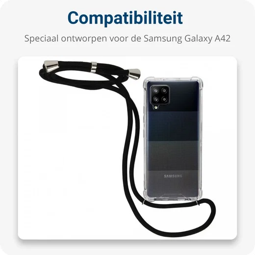 Samsung Galaxy A42 Hoesje met Koord Shockproof TPU Transparant afbeelding 4