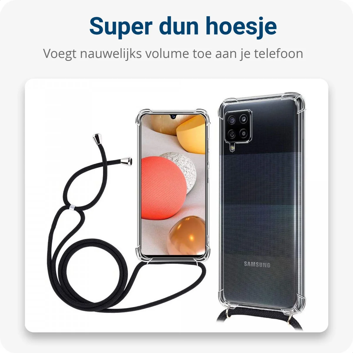 Samsung Galaxy A42 Hoesje met Koord Shockproof TPU Transparant afbeelding 5
