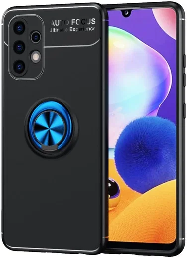 Samsung Galaxy A32 4G Hoesje Metalen Magnetische Ring Kickstand Blauw afbeelding 1