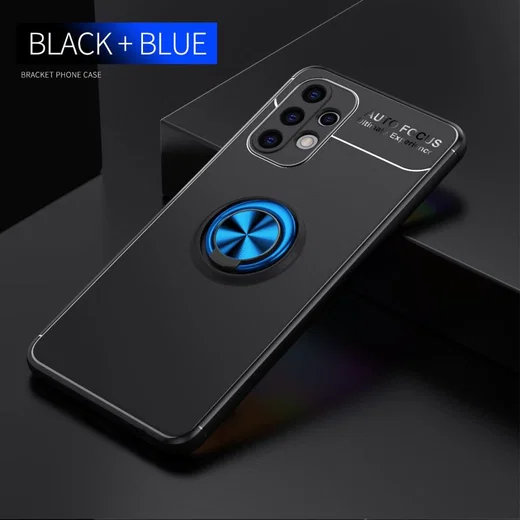 Samsung Galaxy A32 4G Hoesje Metalen Magnetische Ring Kickstand Blauw afbeelding 2