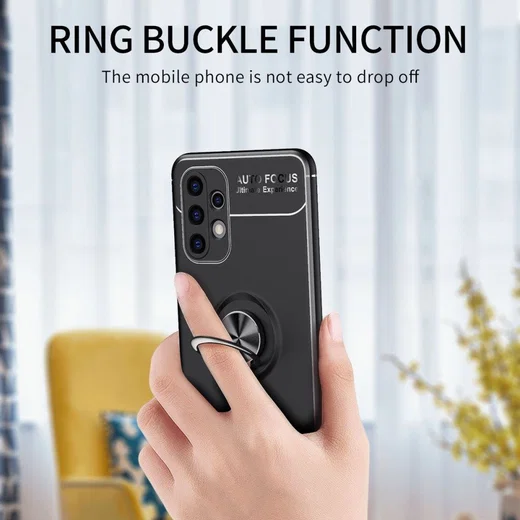 Samsung Galaxy A32 4G Hoesje Metalen Magnetische Ring Kickstand Blauw afbeelding 4