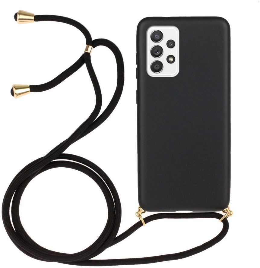 Samsung Galaxy A52(s) Hoesje Back Cover Flexibel TPU met Koord Zwart afbeelding 1