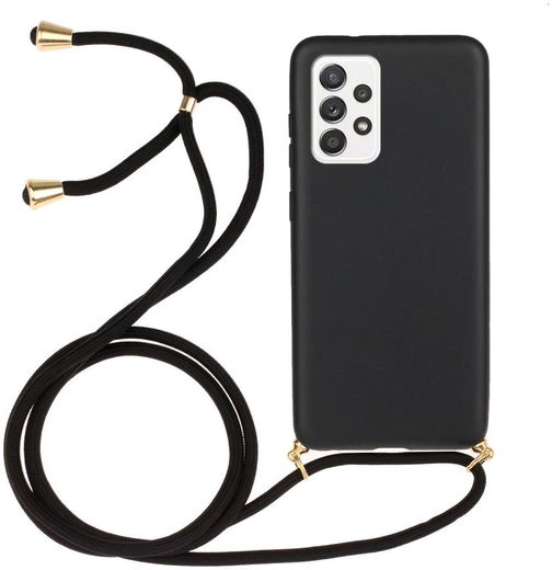 Samsung Galaxy A52(s) Hoesje Back Cover Flexibel TPU met Koord Zwart afbeelding 1