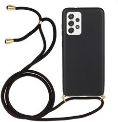 Samsung Galaxy A52(s) Hoesje Back Cover Flexibel TPU met Koord Zwart afbeelding