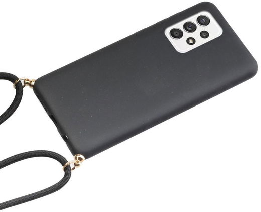 Samsung Galaxy A52(s) Hoesje Back Cover Flexibel TPU met Koord Zwart afbeelding 2