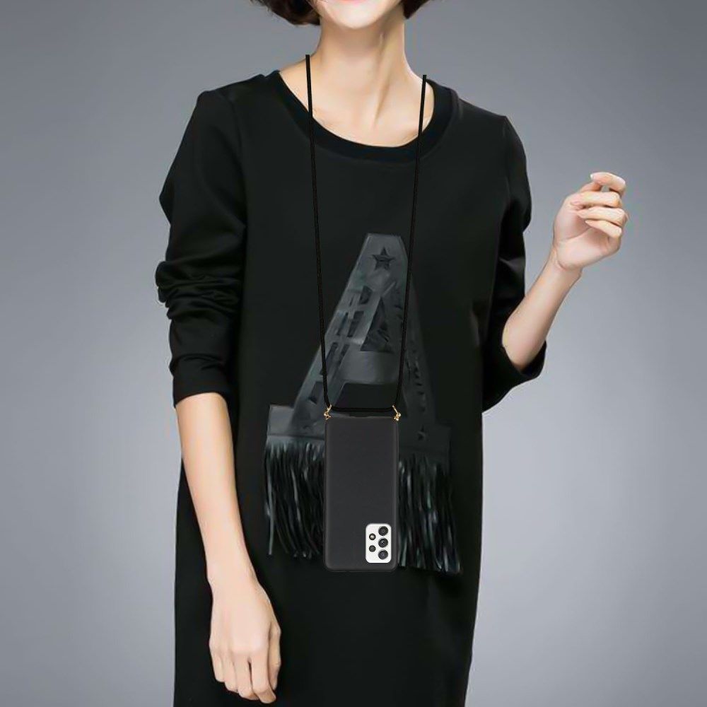 Samsung Galaxy A52(s) Hoesje Back Cover Flexibel TPU met Koord Zwart afbeelding 4