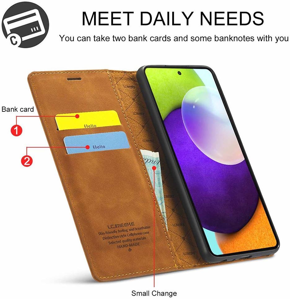 LC.IMEEKE Samsung Galaxy A52 / A52S Hoesje Portemonnee Book Case Bruin afbeelding 9