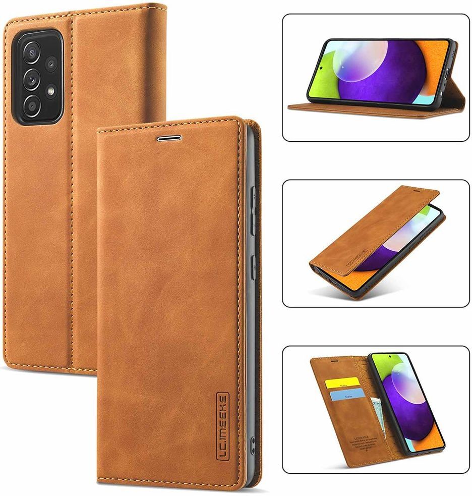 LC.IMEEKE Samsung Galaxy A52 / A52S Hoesje Portemonnee Book Case Bruin afbeelding 4