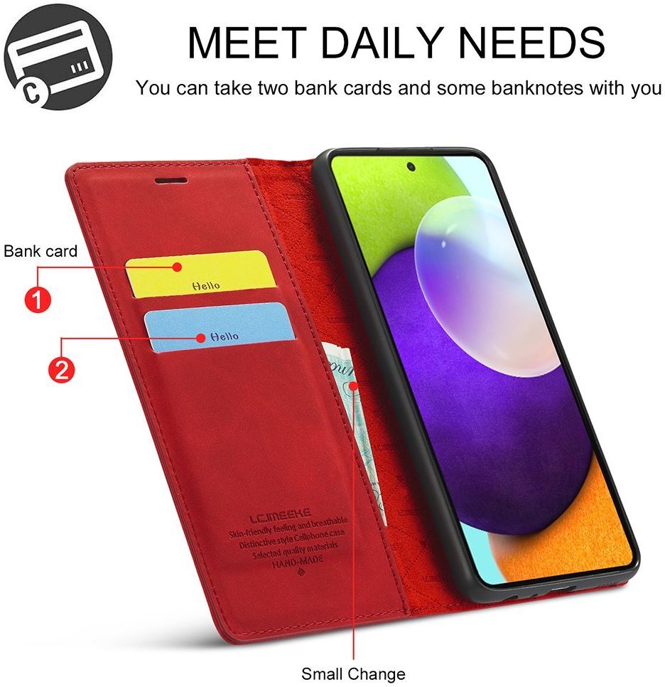 LC.IMEEKE Samsung Galaxy A52 / A52S Hoesje Portemonnee Book Case Rood afbeelding 8