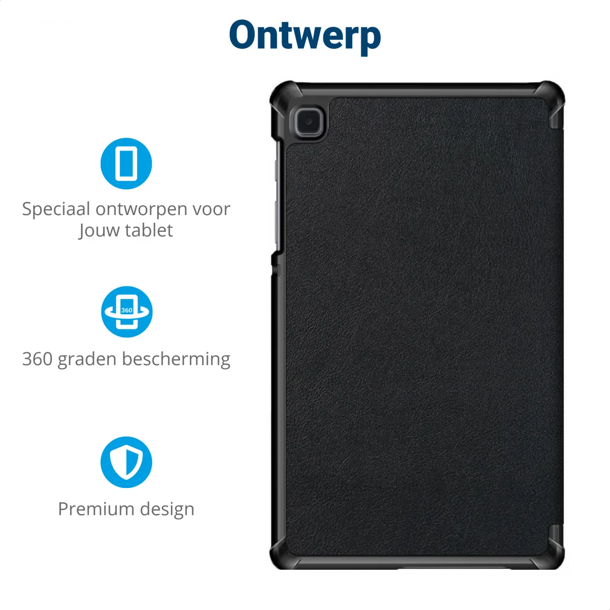 Samsung Galaxy Tab A7 Lite Hoes Tri-Fold Book Case Zwart afbeelding 3