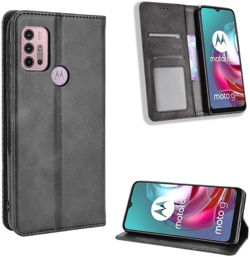 Motorola Moto G10/G20/G30 Hoesje Vintage Portemonnee Book Case Zwart afbeelding 8