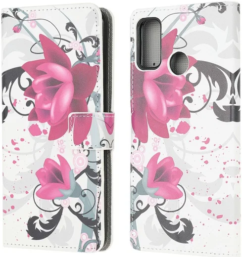 Motorola Moto G10/G20/G30 Hoesje Wallet Book Case met Rozen Print afbeelding 4