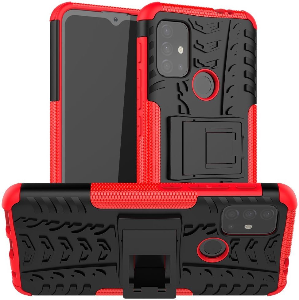 Motorola Moto G10/G20/G30 Hoesje Hybride Back Cover Kickstand Rood afbeelding 7