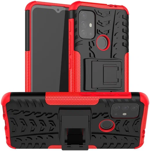 Motorola Moto G10/G20/G30 Hoesje Hybride Back Cover Kickstand Rood afbeelding 7