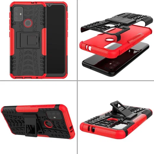 Motorola Moto G10/G20/G30 Hoesje Hybride Back Cover Kickstand Rood afbeelding 8