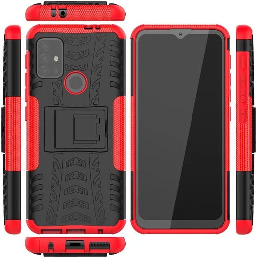 Motorola Moto G10/G20/G30 Hoesje Hybride Back Cover Kickstand Rood afbeelding 9