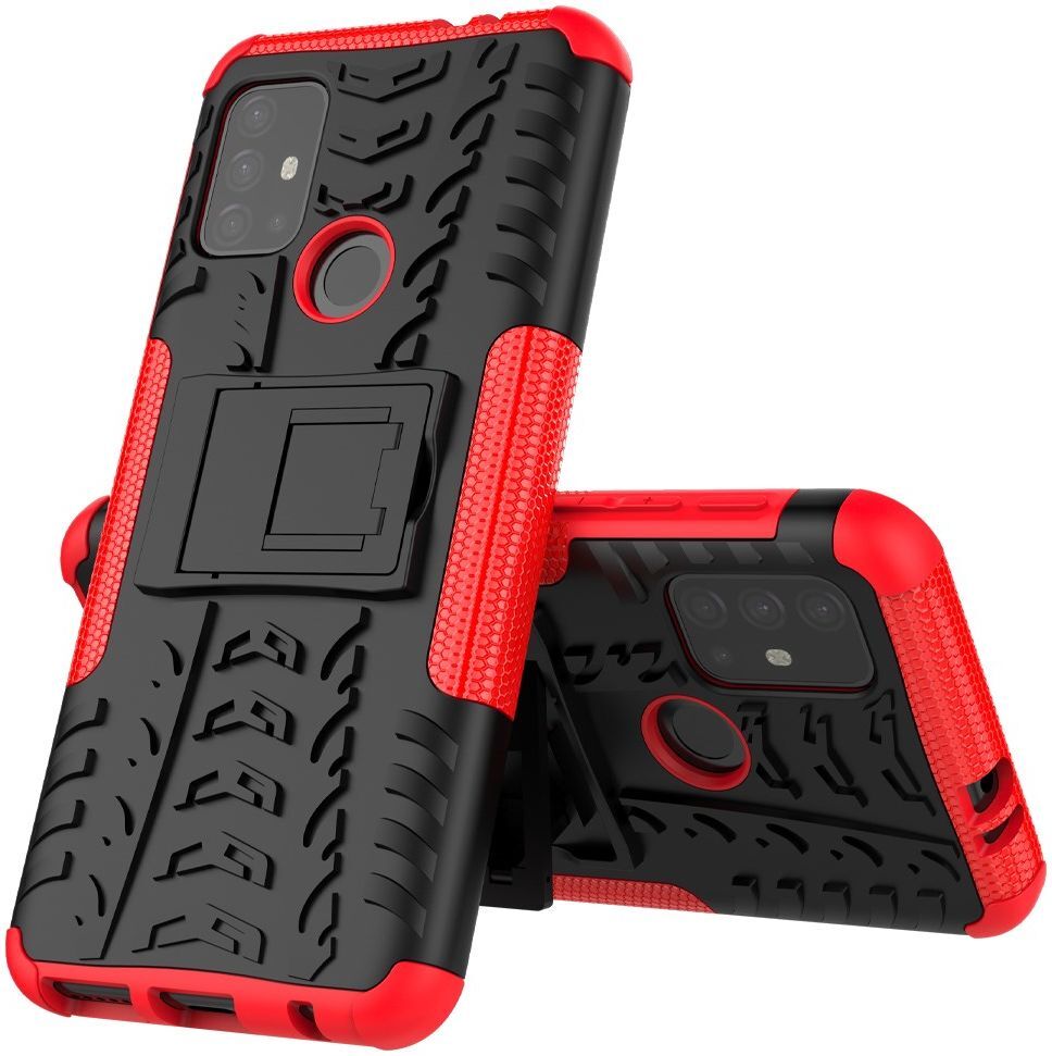 Motorola Moto G10/G20/G30 Hoesje Hybride Back Cover Kickstand Rood afbeelding 3