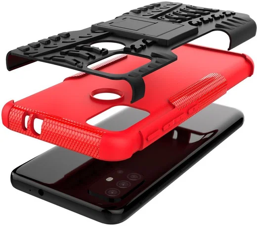 Motorola Moto G10/G20/G30 Hoesje Hybride Back Cover Kickstand Rood afbeelding 4