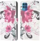 Motorola Moto G100 Hoesje Wallet Book Case met Rozen Print afbeelding 4