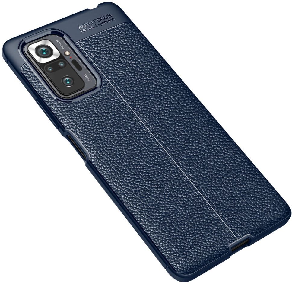 Xiaomi Redmi Note 10 Pro Litchi Hoesje TPU met Leren Textuur Blauw afbeelding 2