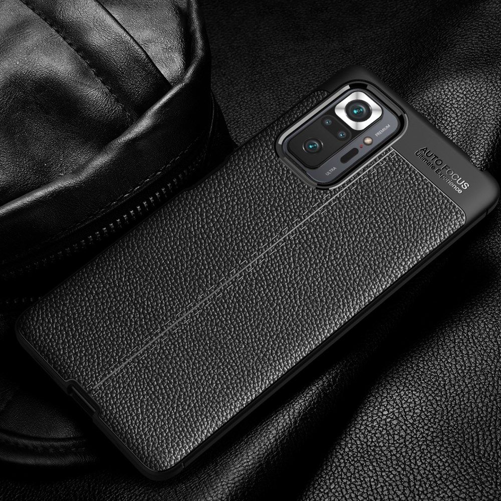 Xiaomi Redmi Note 10 Pro Litchi Hoesje TPU met Leren Textuur Blauw afbeelding 4