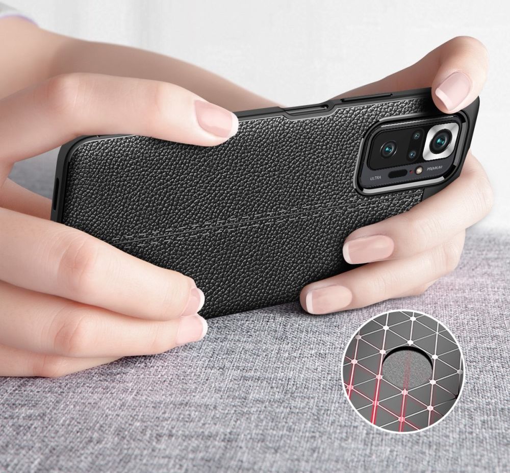 Xiaomi Redmi Note 10 Pro Litchi Hoesje TPU met Leren Textuur Blauw afbeelding 9