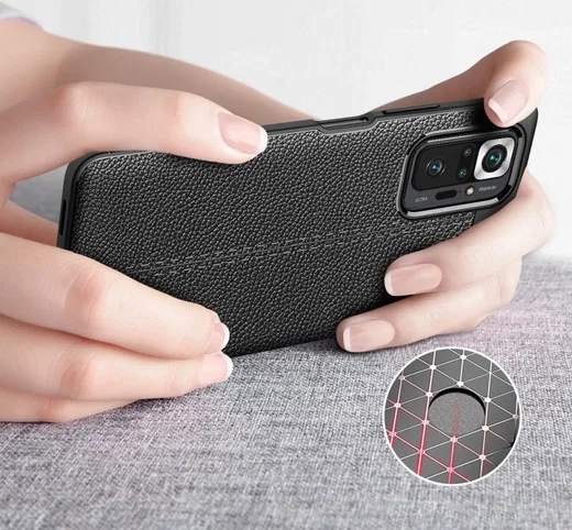 Xiaomi Redmi Note 10 Pro Litchi Hoesje TPU met Leren Textuur Blauw afbeelding 9