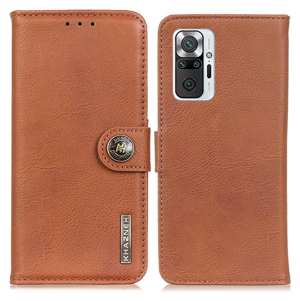 Xiaomi Redmi Note 10 Pro Hoesje Portemonnee Drukknoop Sluiting Bruin afbeelding 3