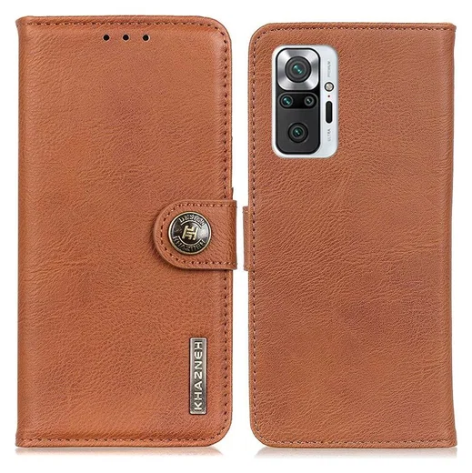 Xiaomi Redmi Note 10 Pro Hoesje Portemonnee Drukknoop Sluiting Bruin afbeelding 3