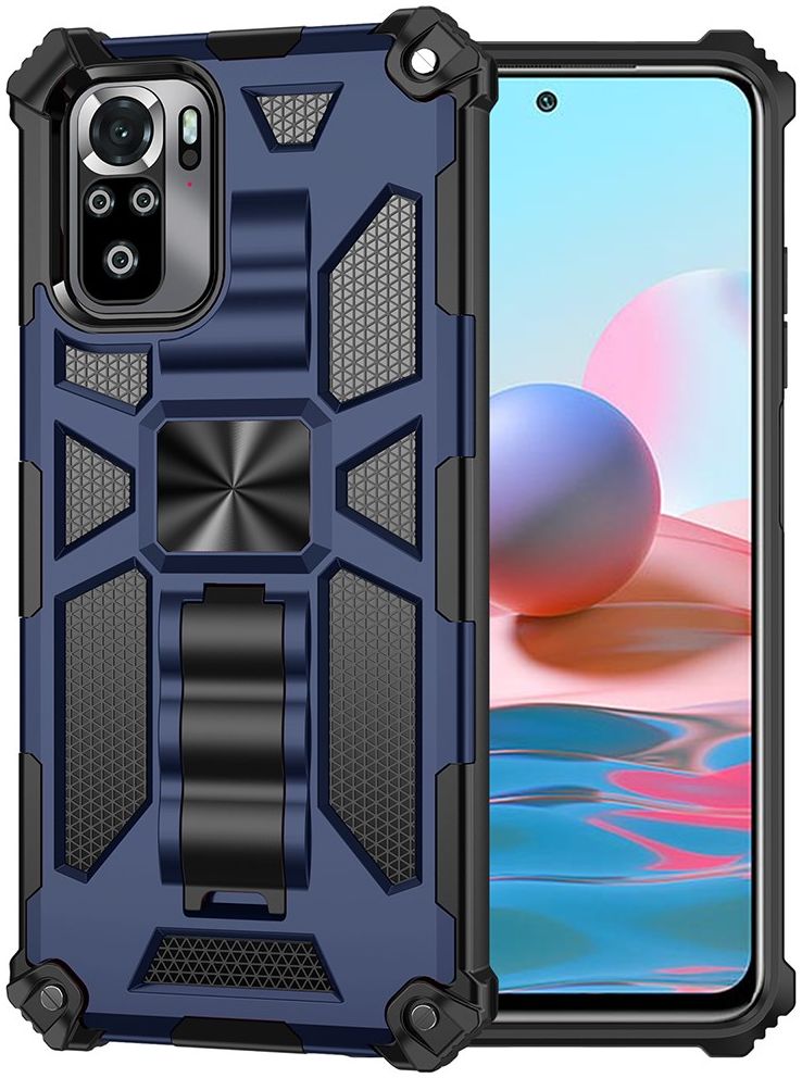 Xiaomi Redmi Poco M5s / Note 10(S) Hoesje met Metalen Kickstand Blauw afbeelding 1