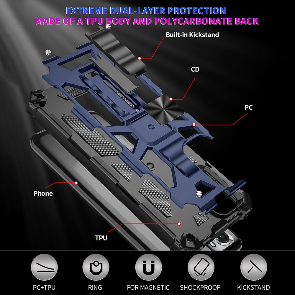 Xiaomi Redmi Poco M5s / Note 10(S) Hoesje met Metalen Kickstand Blauw afbeelding 7