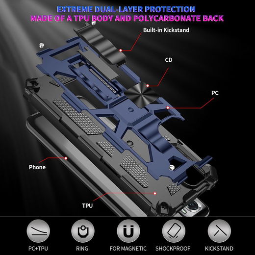 Xiaomi Redmi Poco M5s / Note 10(S) Hoesje met Metalen Kickstand Blauw afbeelding 7