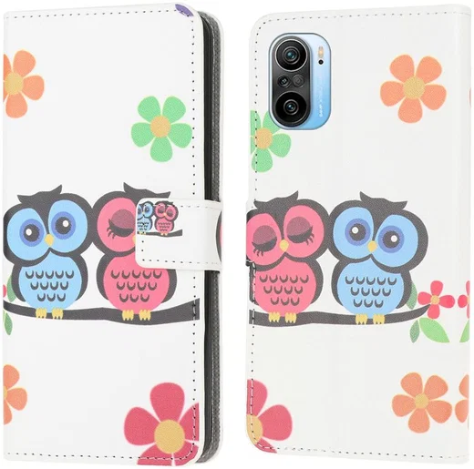 Xiaomi Poco F3 / Mi 11i Hoesje Portemonne Book Case uilen Print afbeelding 1