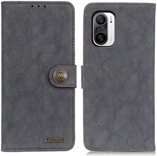 Xiaomi Poco F3 / Mi 11i Hoesje Portemonnee Drukknoop Sluiting Zwart afbeelding 3