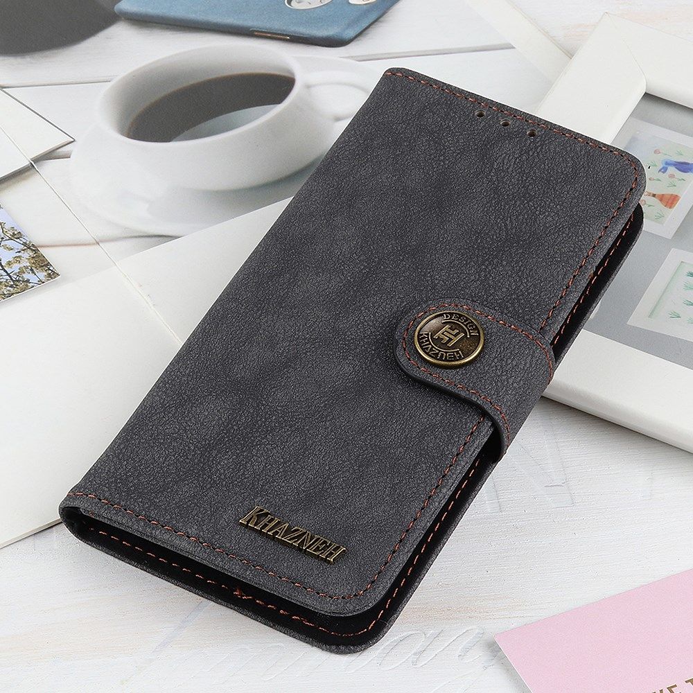 Xiaomi Poco F3 / Mi 11i Hoesje Portemonnee Drukknoop Sluiting Zwart afbeelding 4