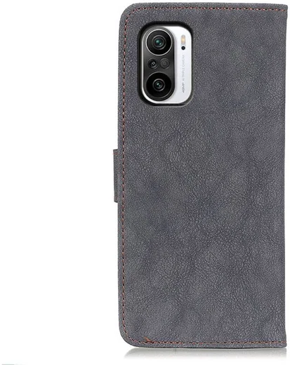 Xiaomi Poco F3 / Mi 11i Hoesje Portemonnee Drukknoop Sluiting Zwart afbeelding 6