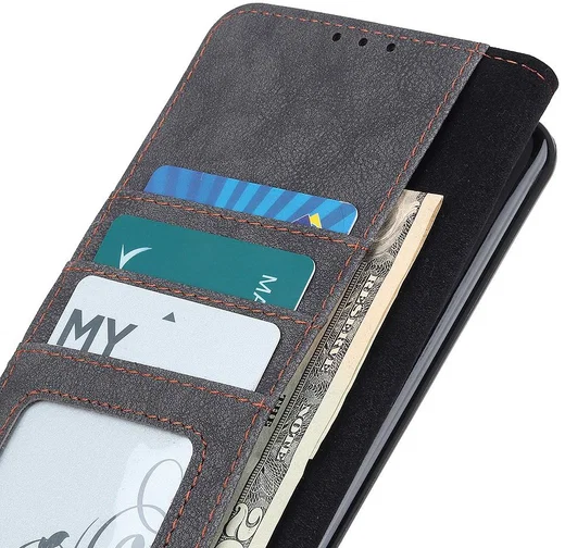 Xiaomi Poco F3 / Mi 11i Hoesje Portemonnee Drukknoop Sluiting Zwart afbeelding 5