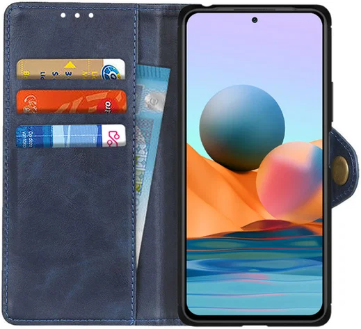 Xiaomi Redmi Note 10 Pro Hoesje Wallet Book Case Kunstleer Blauw afbeelding 1