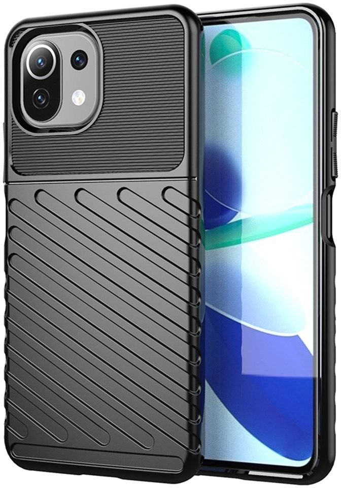 Xiaomi Mi 11 Lite Hoesje TPU Thunder Design Back Cover Zwart afbeelding 1