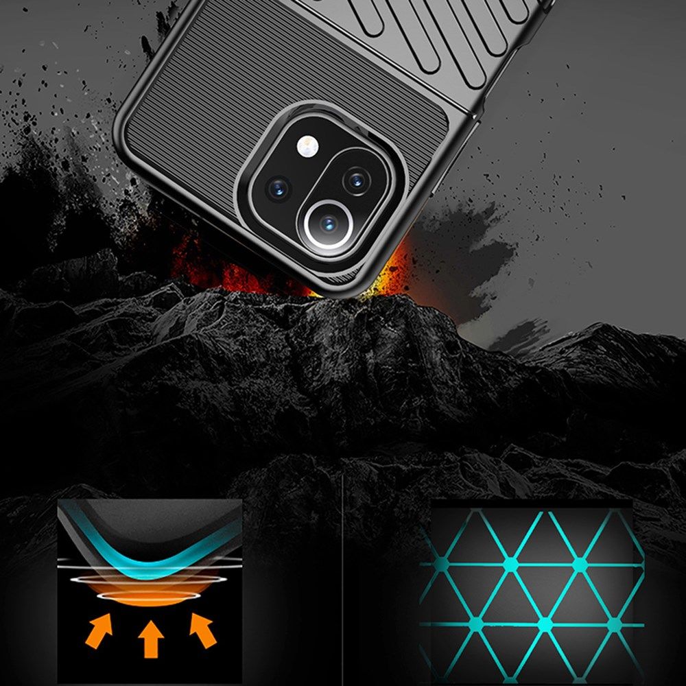 Xiaomi Mi 11 Lite Hoesje TPU Thunder Design Back Cover Zwart afbeelding 4