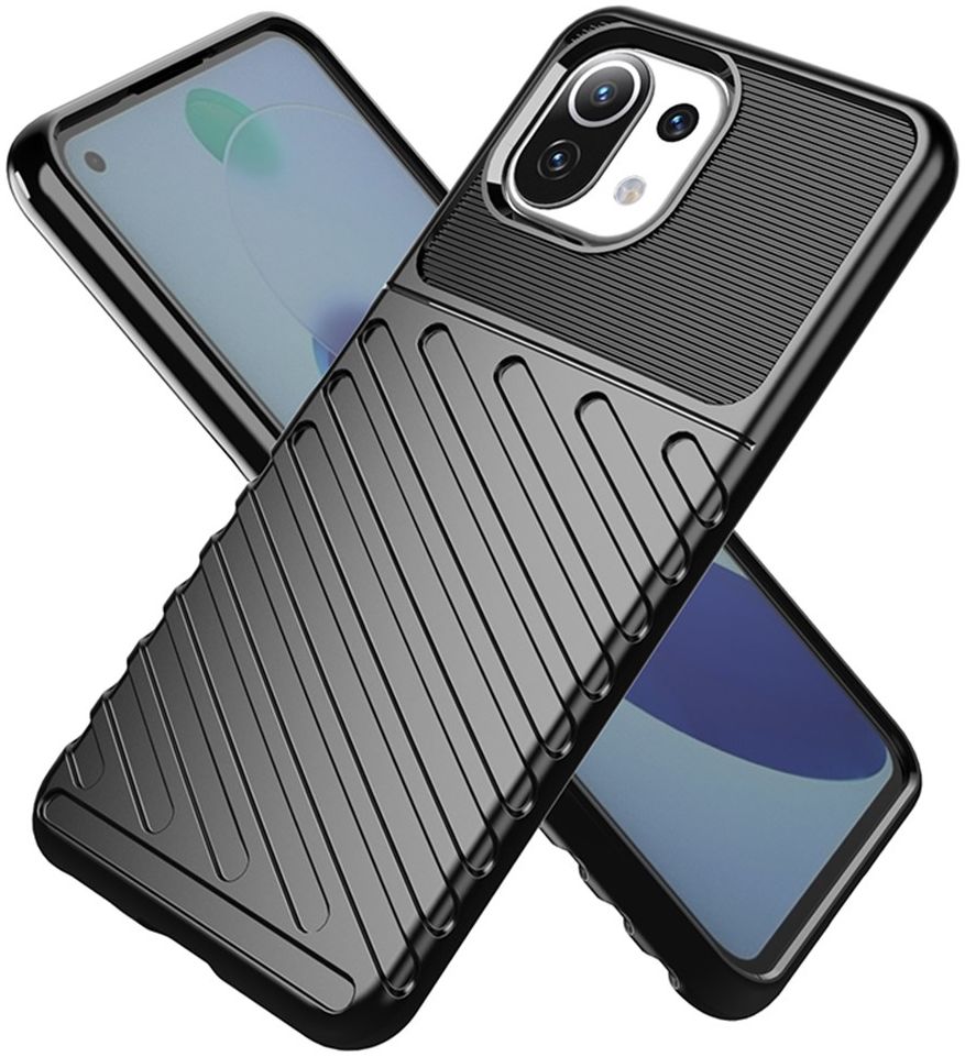 Xiaomi Mi 11 Lite Hoesje TPU Thunder Design Back Cover Zwart afbeelding 6